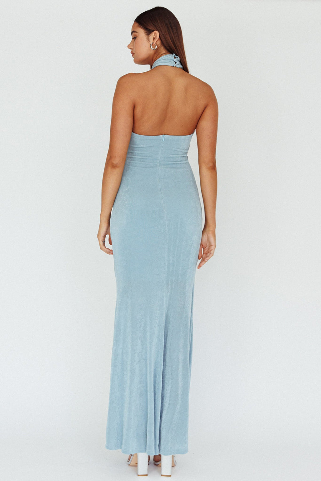 Ileana Twist Bodice Maxi Dress Light Blue