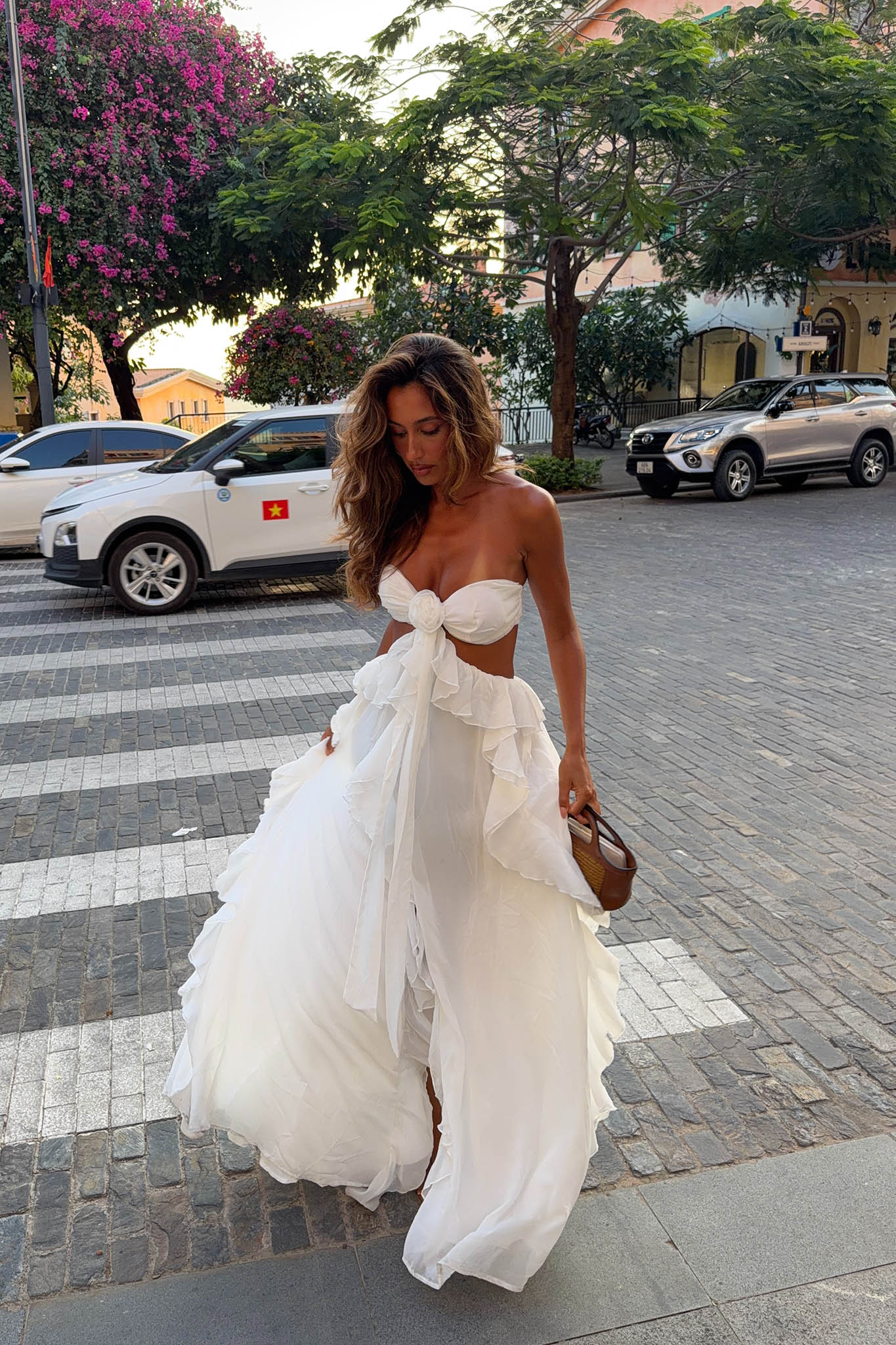 Santiago Cut-Out Ruffle Maxi Dress White Secondary image
