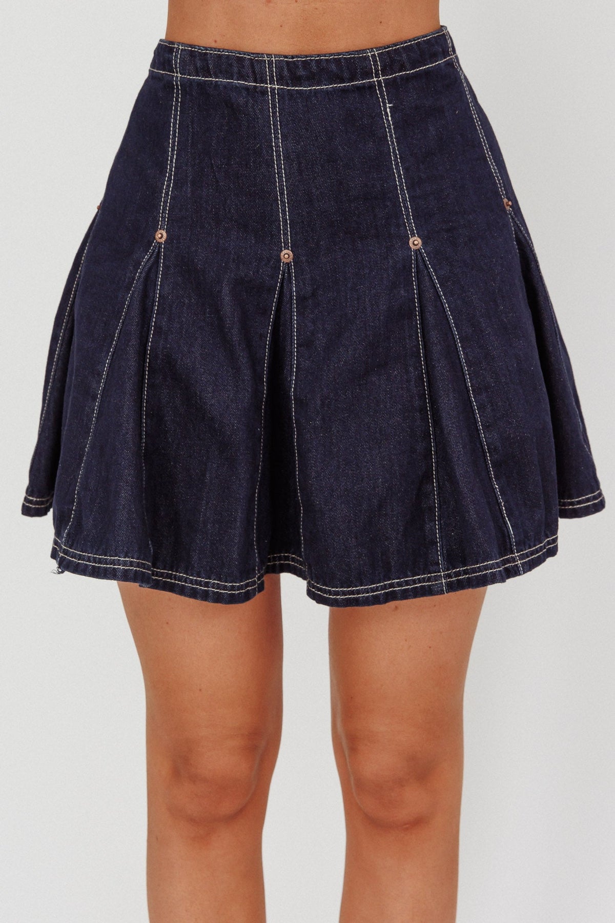 Zana Pleat Mini Skirt Dark Denim Main image