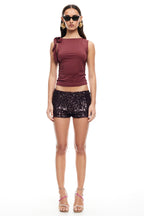 LIONESS Night Rider Mini Shorts Burgundy