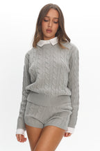 LIONESS Coastal Cable Knit Sweater Cloud