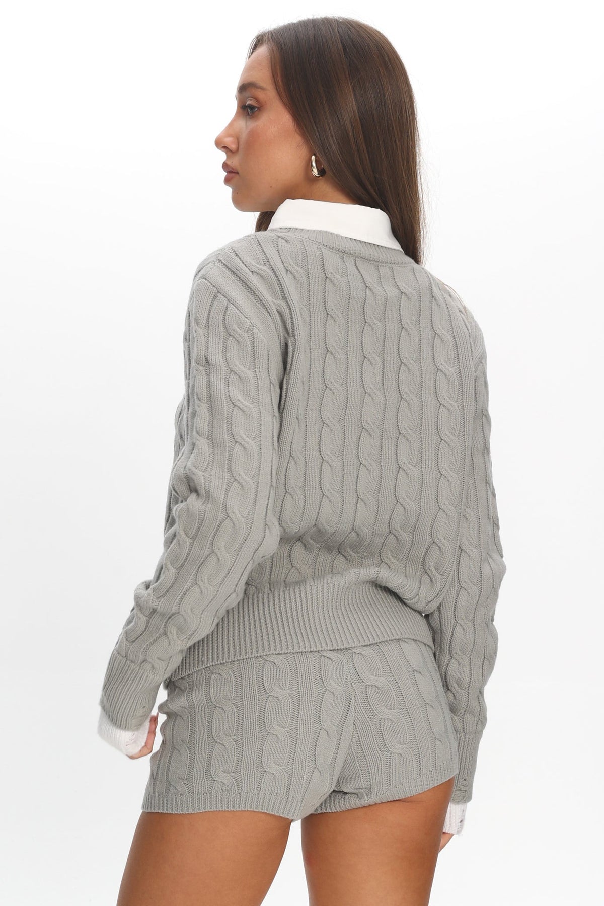 LIONESS Coastal Cable Knit Sweater Cloud