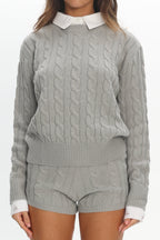 LIONESS Coastal Cable Knit Sweater Cloud