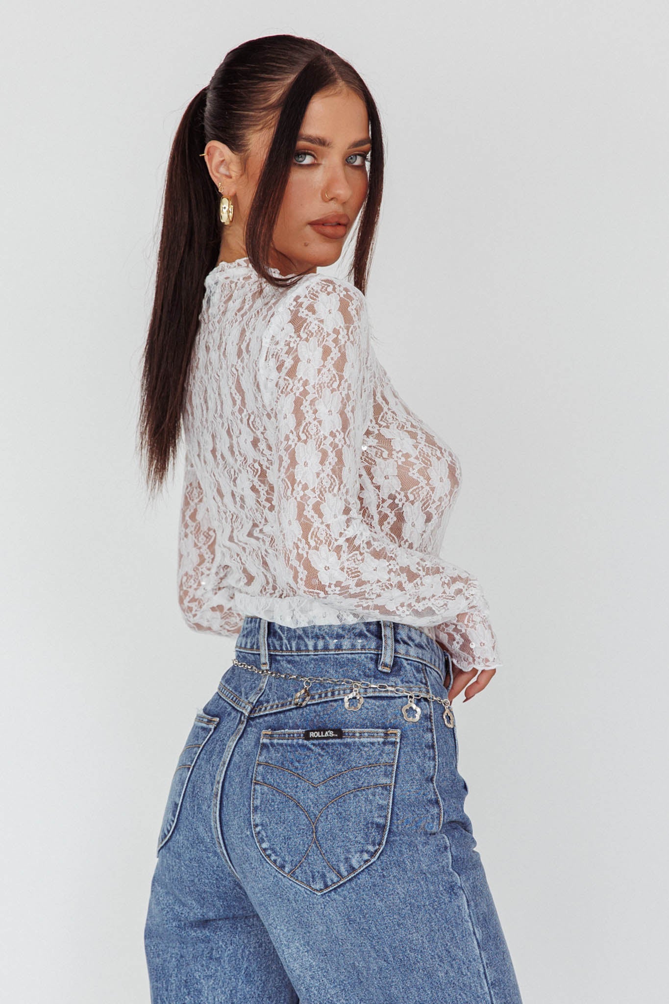 Angel Baby Long Sleeve Lace Top White Secondary image