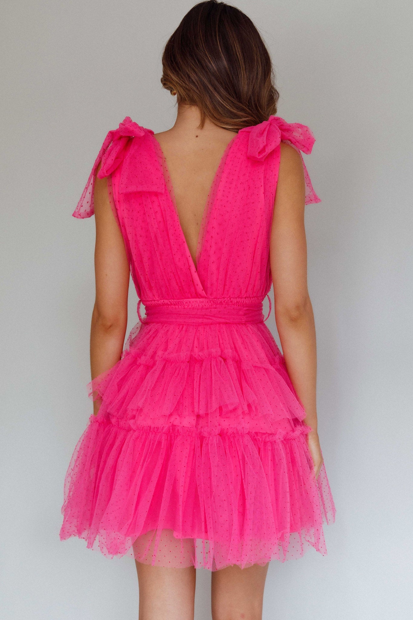 Lyra Spotted Tulle Mini Dress Hot Pink Secondary image