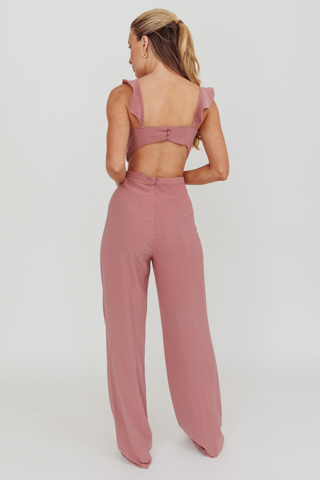 Kiss Me Sleeveless Ruffle Jumpsuit Pink
