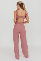 Kiss Me Sleeveless Ruffle Jumpsuit Pink