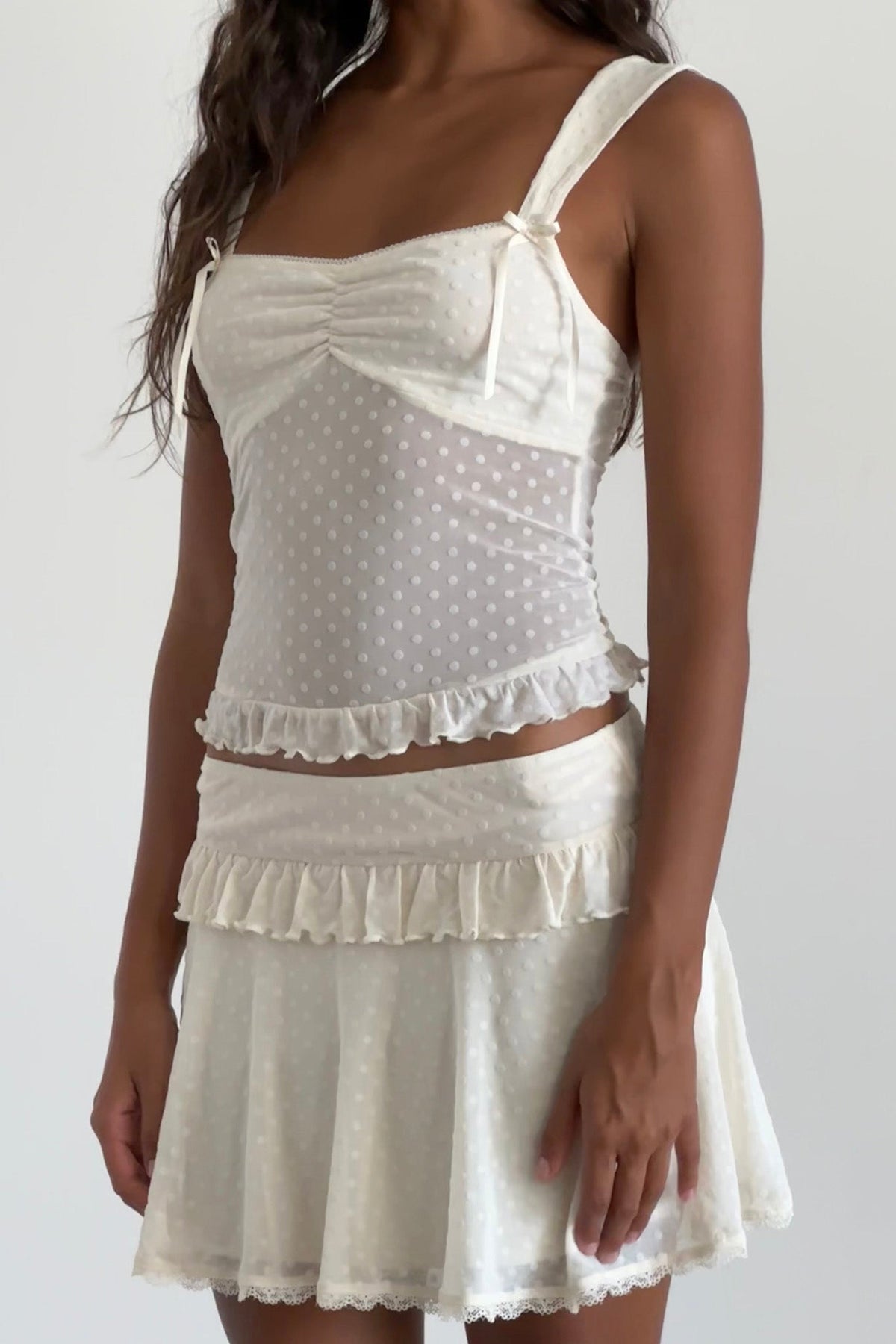 Bartila Top In Ivory Polka Flock Main image