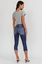 Queens Distressed Capri Jeans Dark Denim