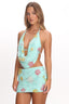 Kavera Embellished Mini Skirt Aqua Sequin