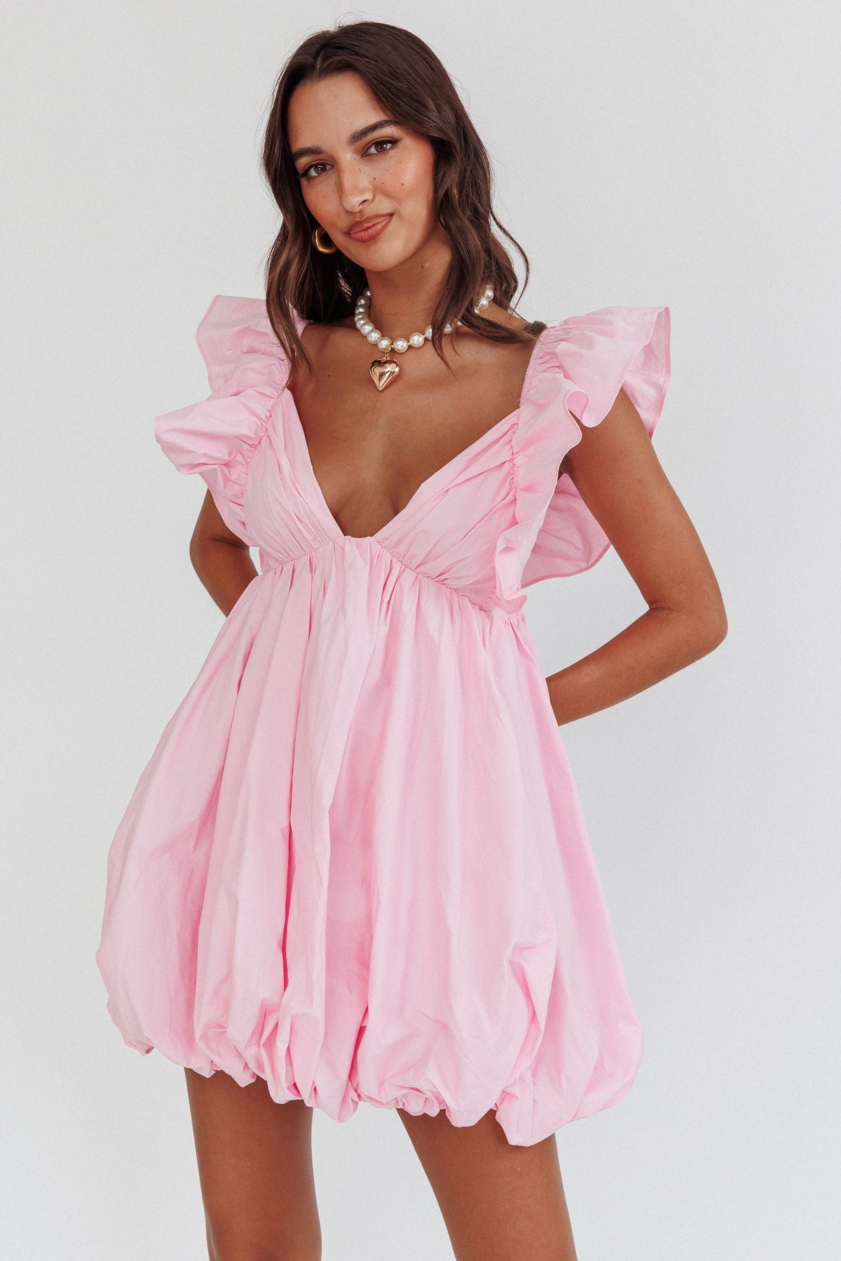 Horoscope Bubble Hem Mini Dress Blush Main image