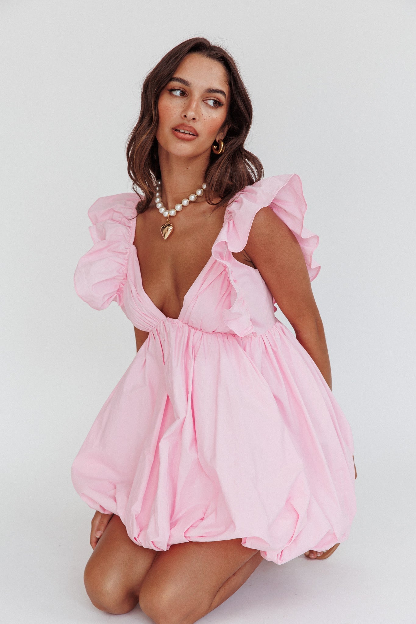 Horoscope Bubble Hem Mini Dress Blush Secondary image