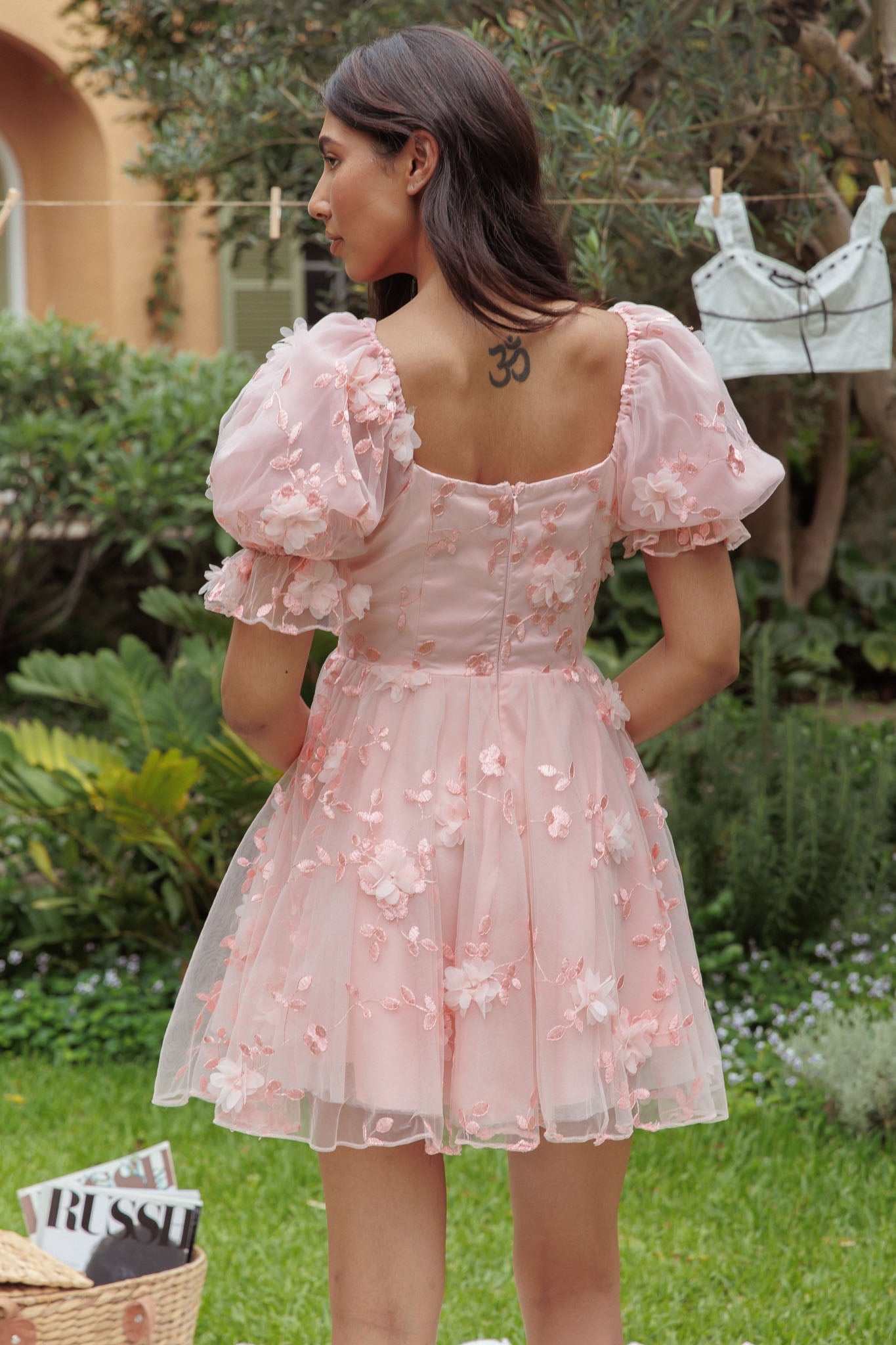 I've Got Sunshine Ruffle Strap Mini Dress Embellished Blush Secondary image