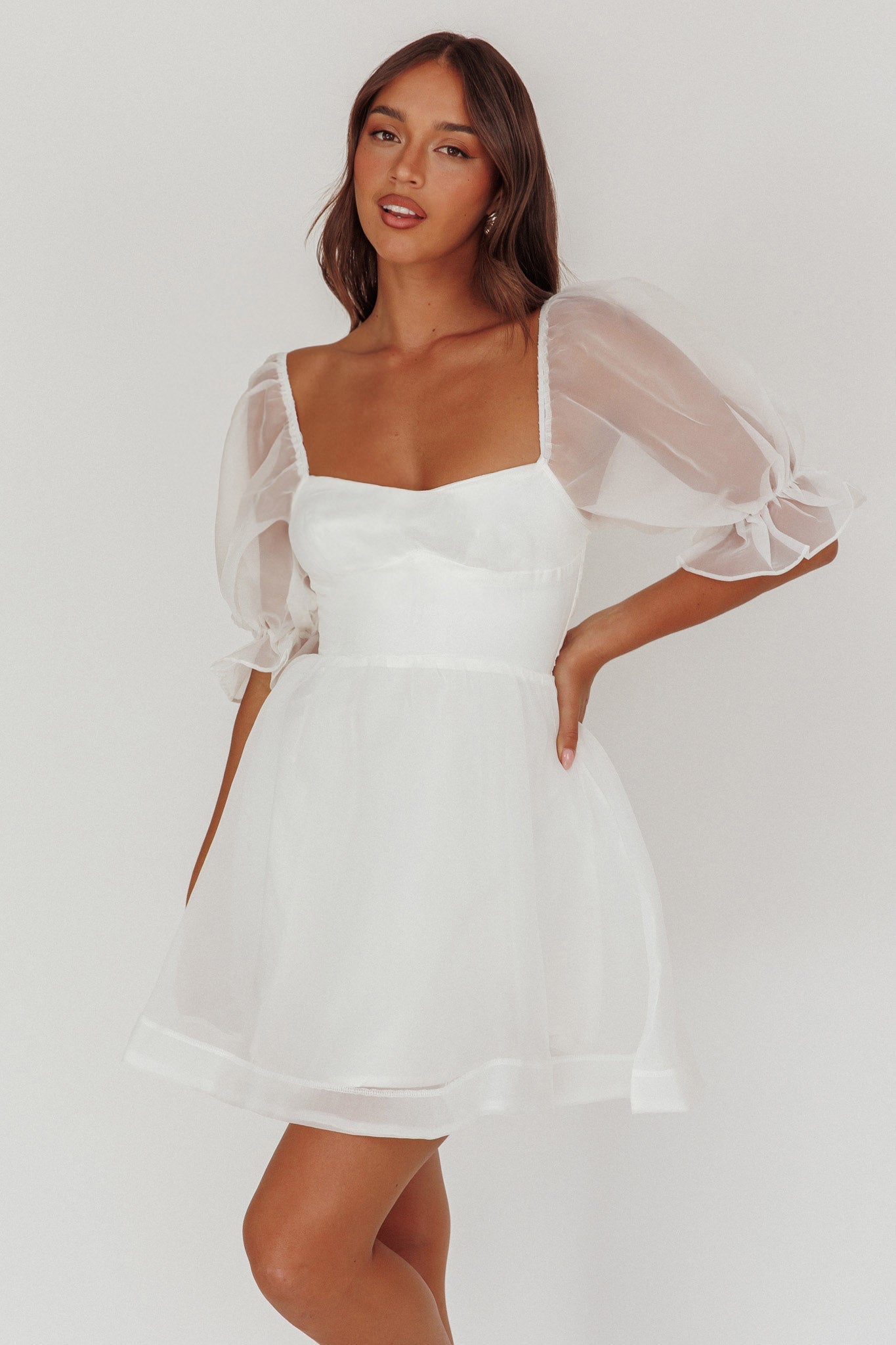 I've Got Sunshine Puff Sleeve Mini Dress White Secondary image