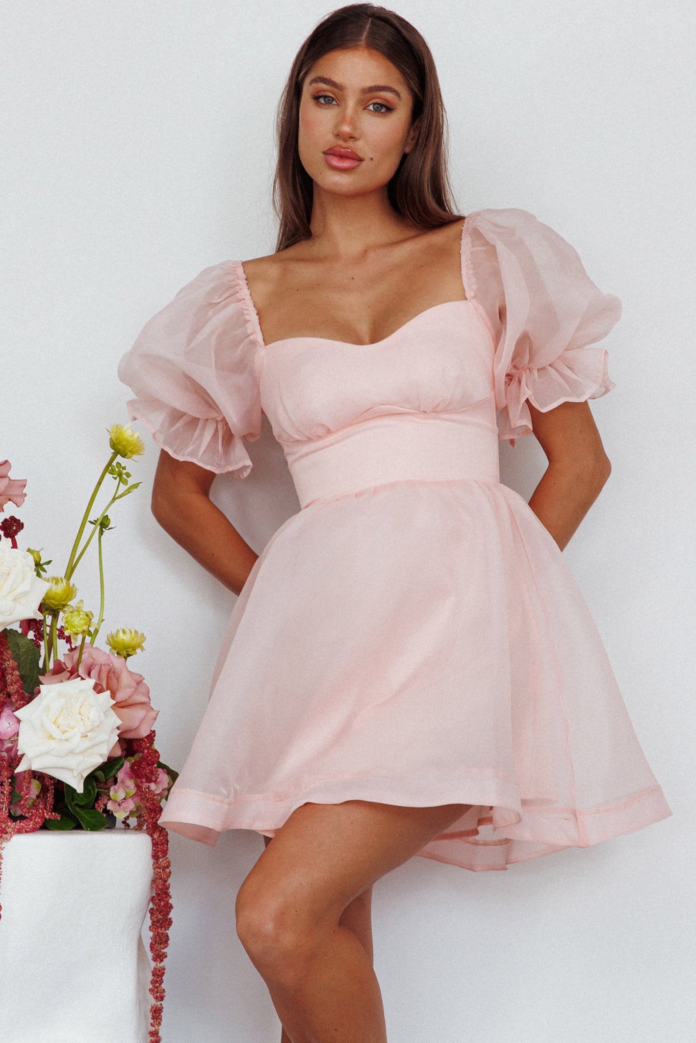 I've Got Sunshine Puff Sleeve Mini Dress Blush Secondary image