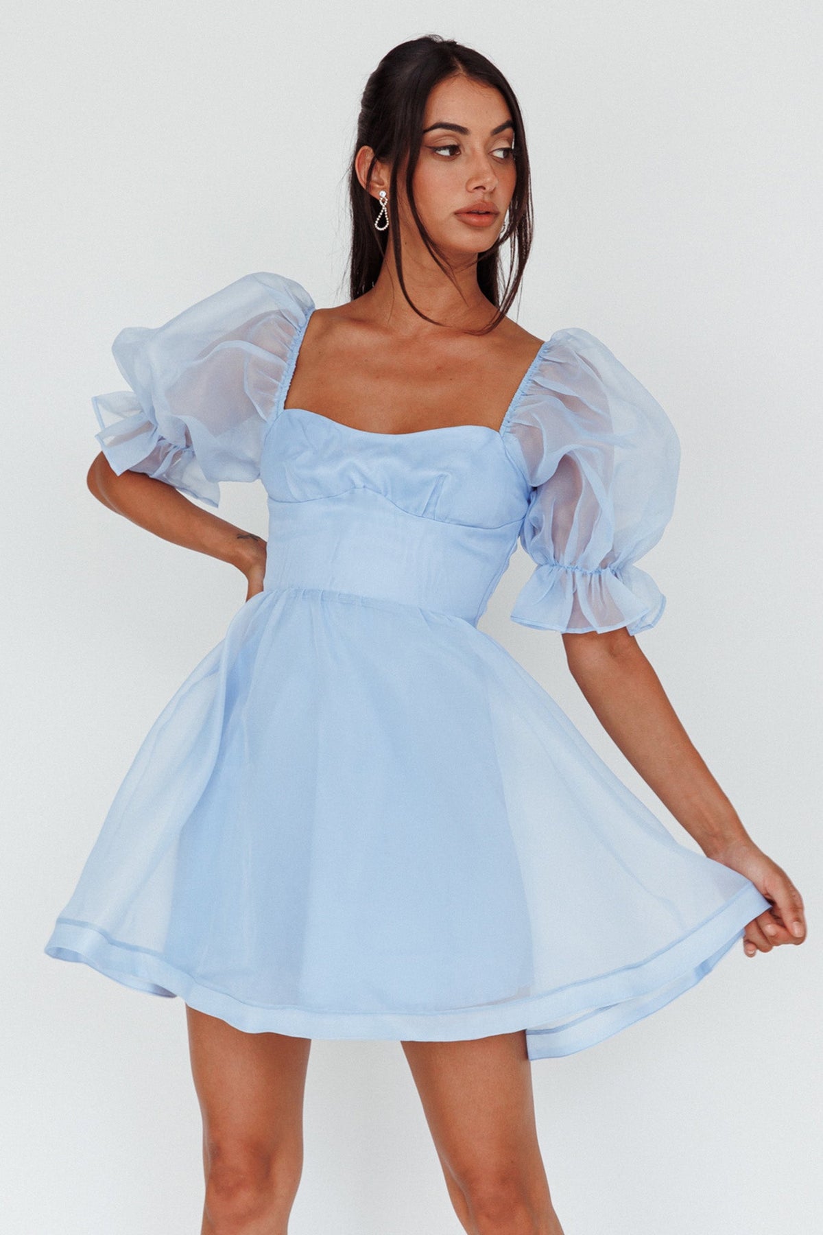 I've Got Sunshine Puff Sleeve Mini Dress Sky Blue Main image