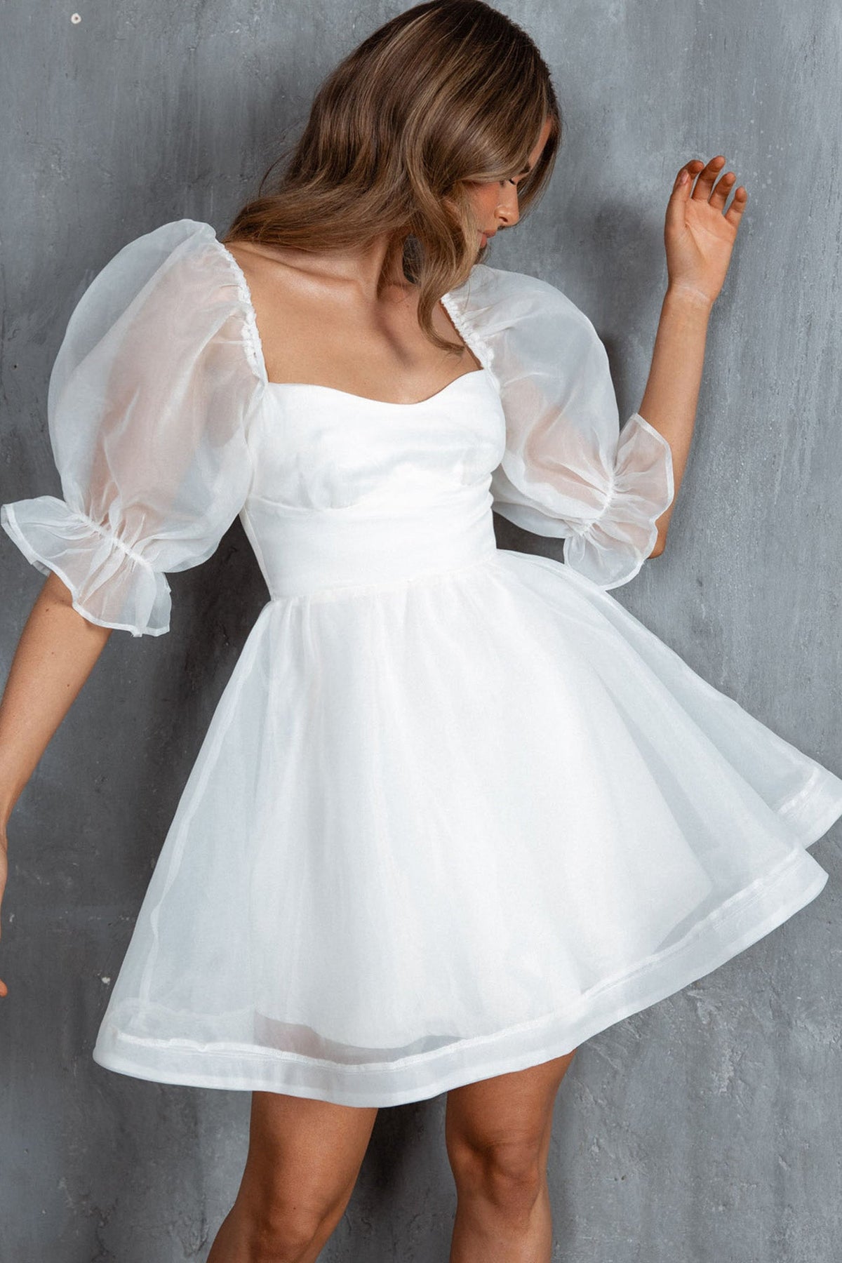 I've Got Sunshine Puff Sleeve Mini Dress White Main image