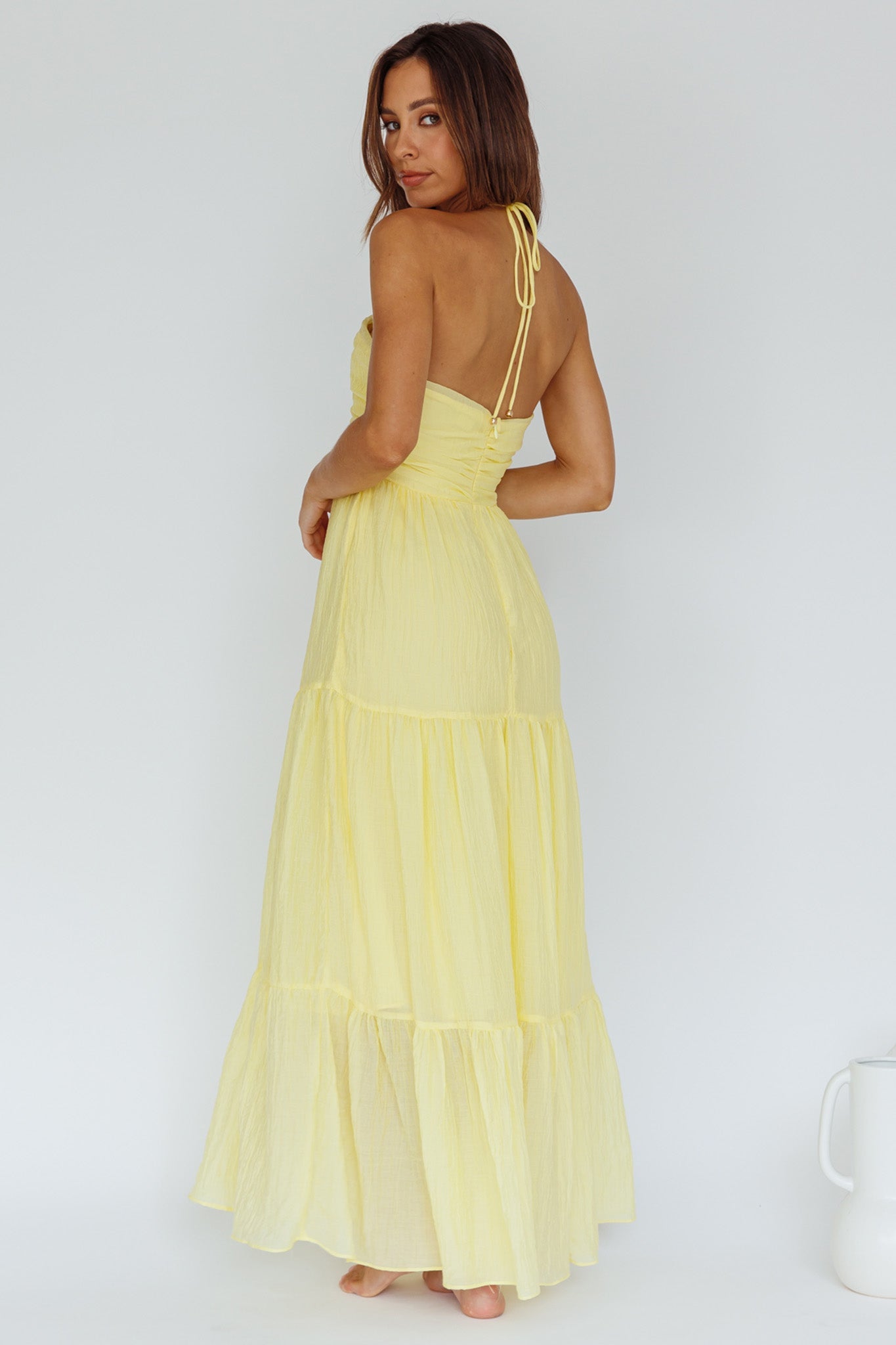 Asiah Halterneck Maxi Dress Lemon Secondary image