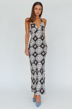 Lavara Halterneck Midi Dress Floral Black
