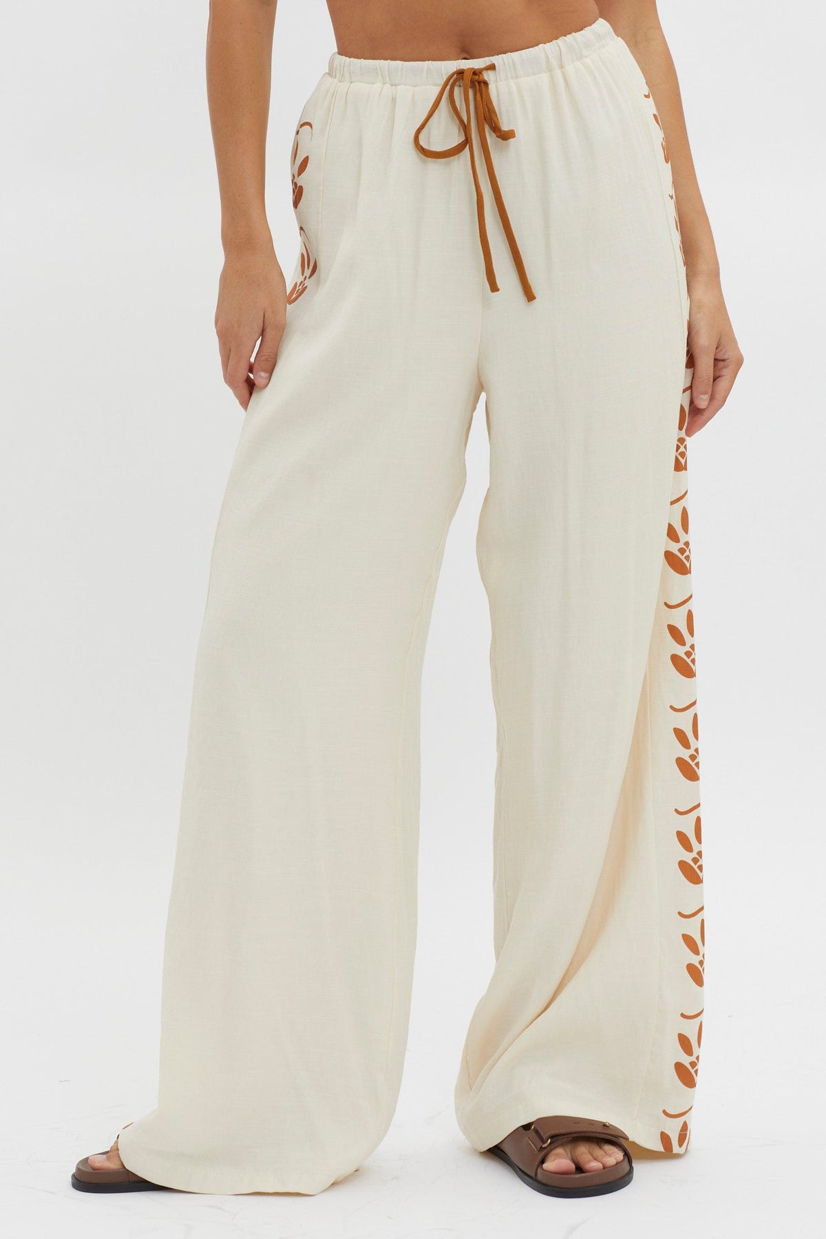 Maghan Side Print Long Pants Beige