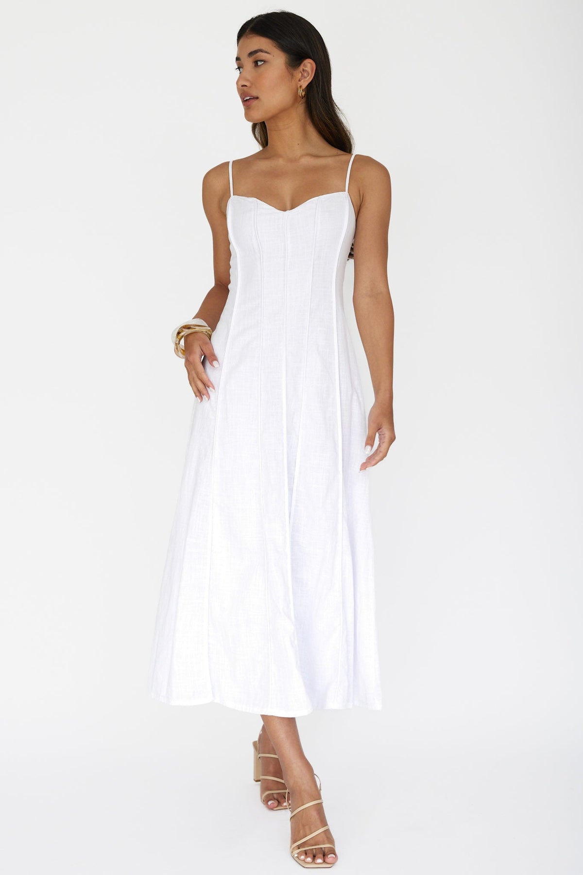Vacay Pintuck Pleat Midi Dress White Main image