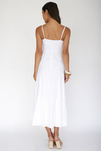 Vacay Pintuck Pleat Midi Dress White