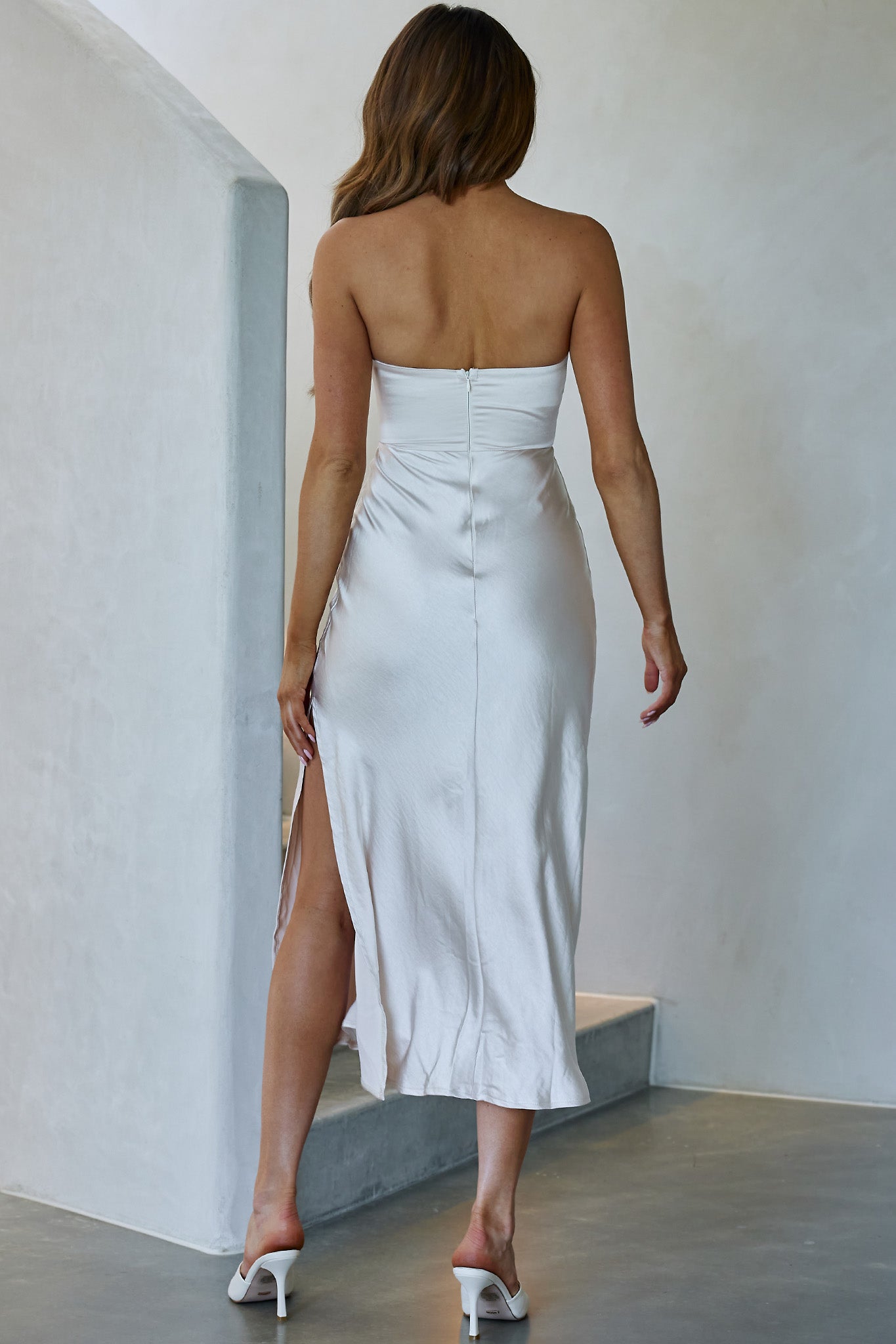 Ma Jolie Strapless Midi Dress Champagne Secondary image