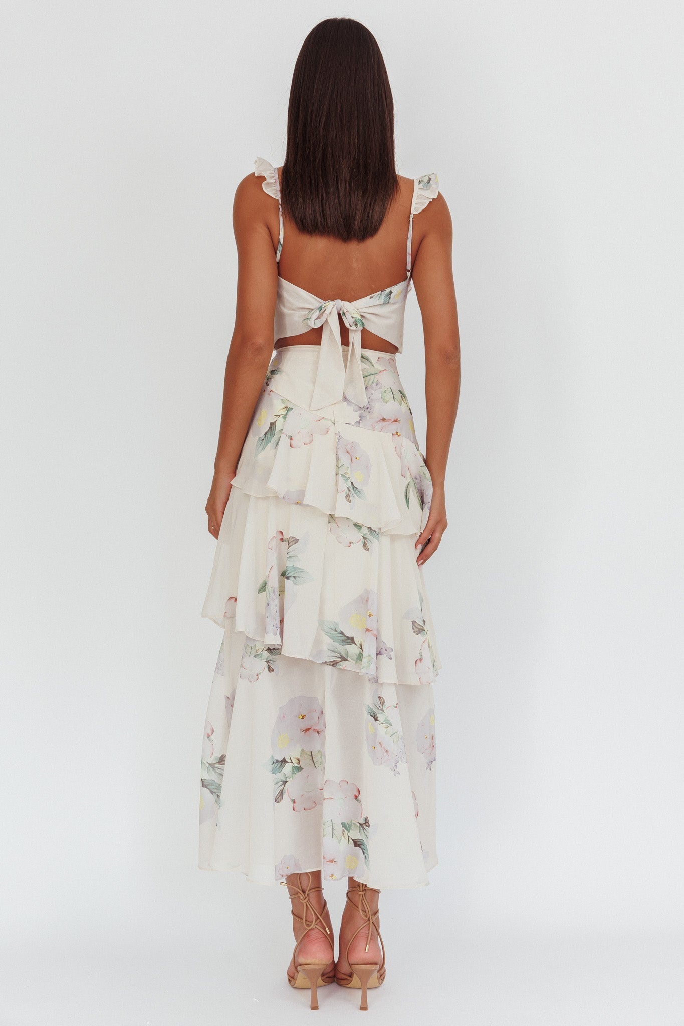 Veda Ruffle Strap Split Maxi Dress Magnolia Cream Secondary image