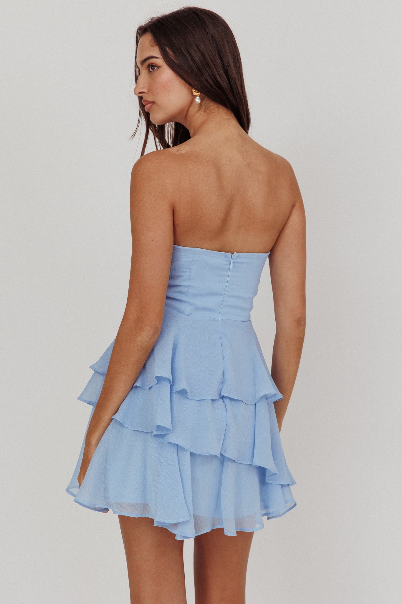 Veda Strapless Ruffle Mini Dress Blue Secondary image