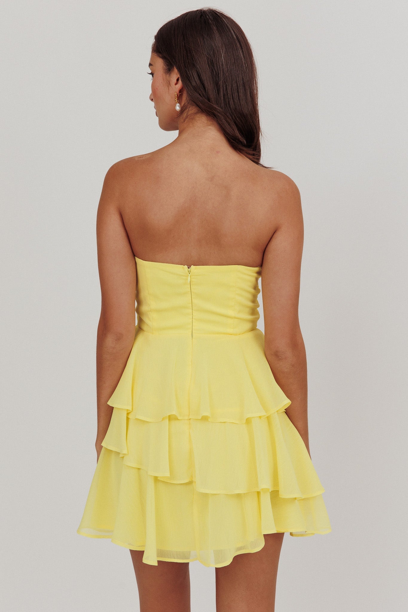 Veda Strapless Ruffle Mini Dress Lemon Secondary image