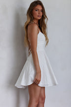 Wishing And Hoping Lace-Up Back Dress White