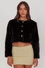 London Day Faux Fur Crop Jacket Black