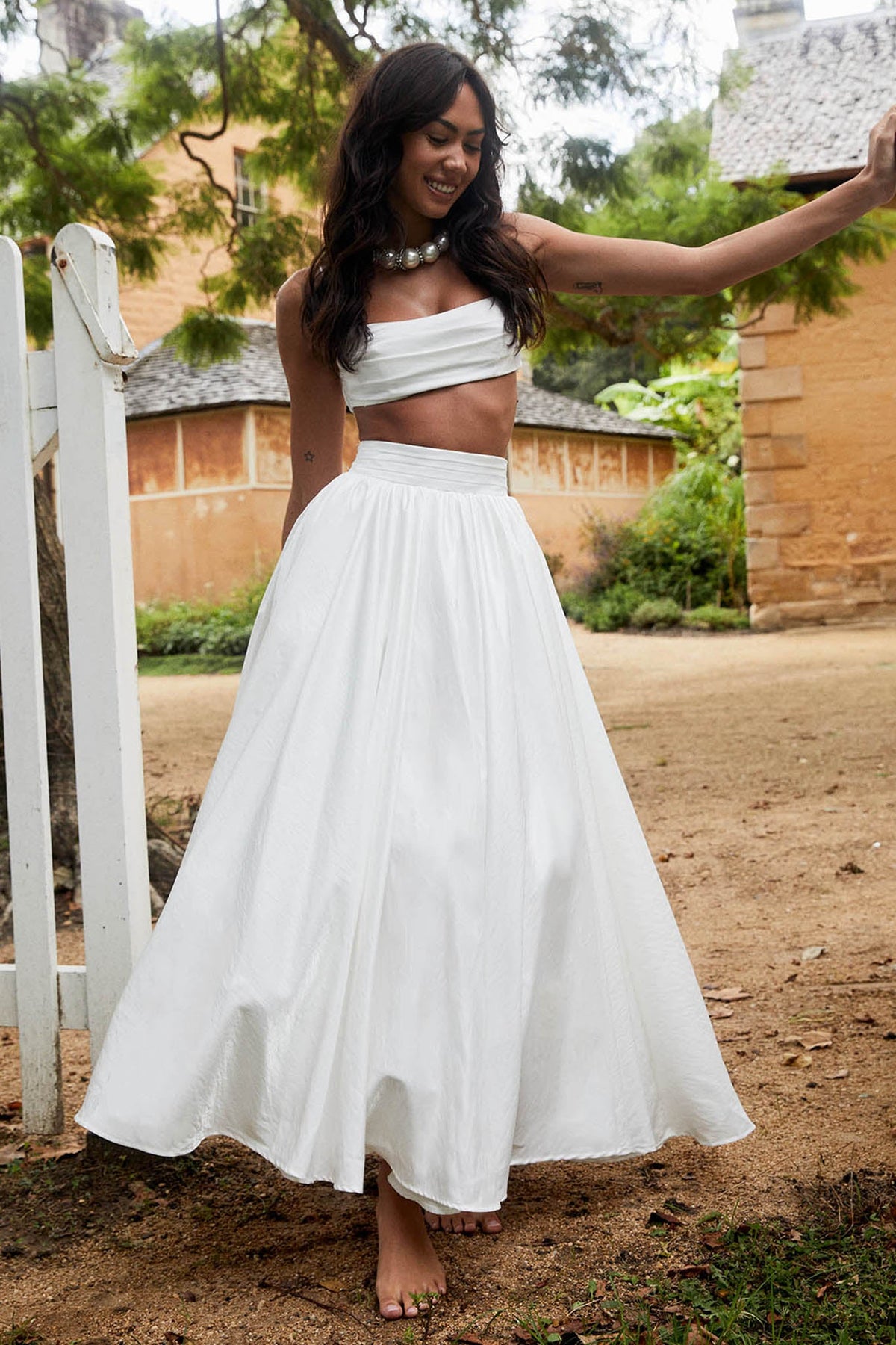 Love Songs Tied Back Maxi Skirt White Main image