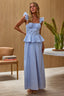 Provence Bloom Peplum Maxi Dress Blue