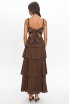 Provence Bloom Tiered Maxi Dress Chocolate