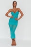 Jahzel Ruched Mesh Midi Dress Green