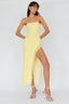 Catriona Split Ruffle Midi Dress Lemon