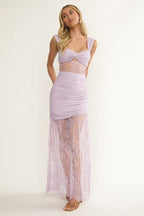 Oliana Twist Bust Lace Maxi Dress Lilac