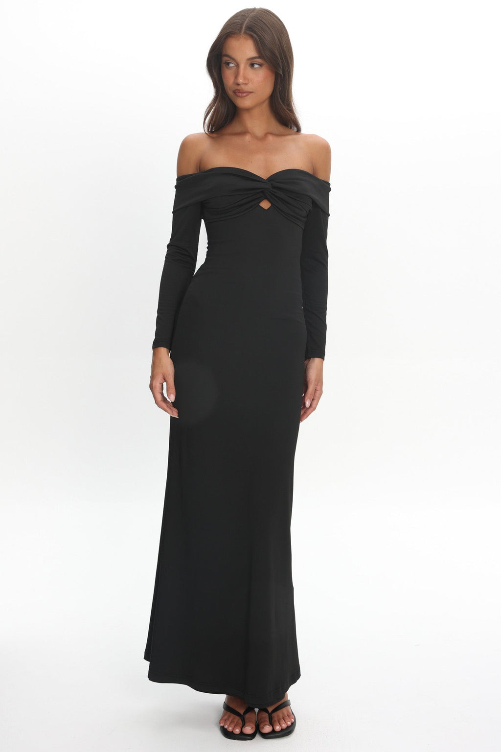 Oliana Twist Bust Maxi Dress Black
