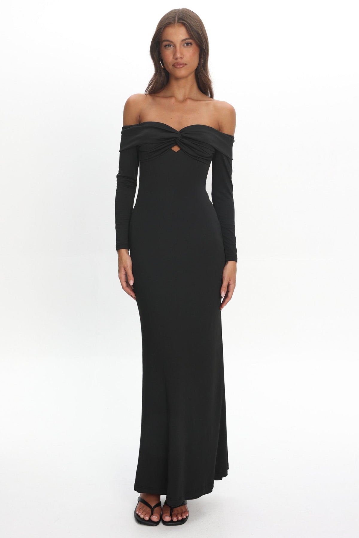 Oliana Twist Bust Maxi Dress Black