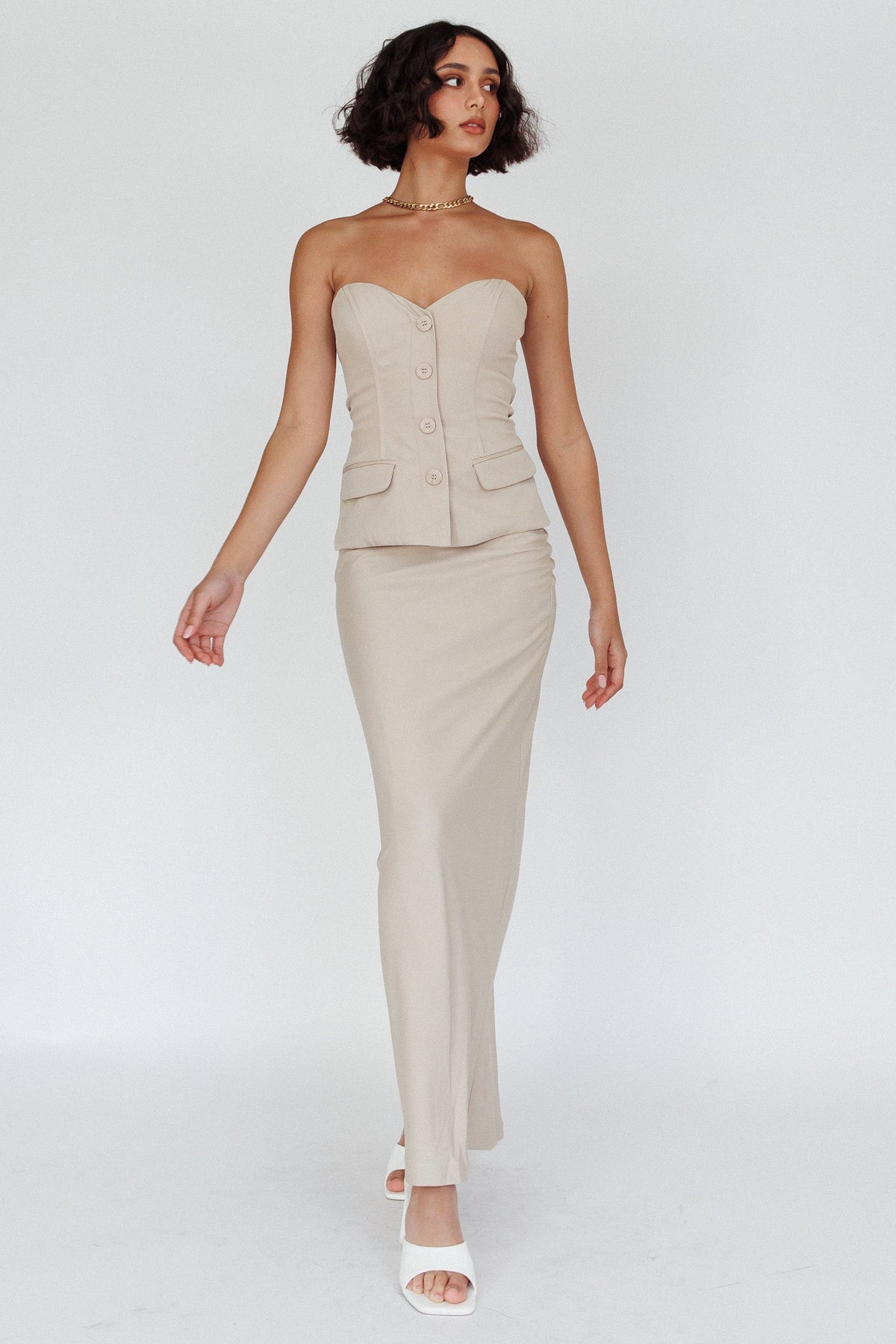 Valencia Flare Midi Skirt Oat
