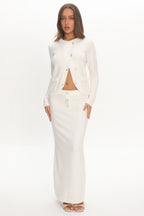 Autumn Breeze Knit Maxi Skirt Off White