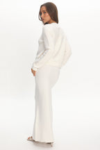Autumn Breeze Knit Maxi Skirt Off White