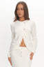 Autumn Breeze Curved Hem Knit Top Off White