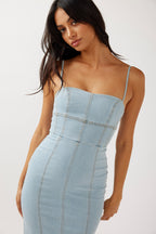 Lenni Denim Midi Dress Light Blue
