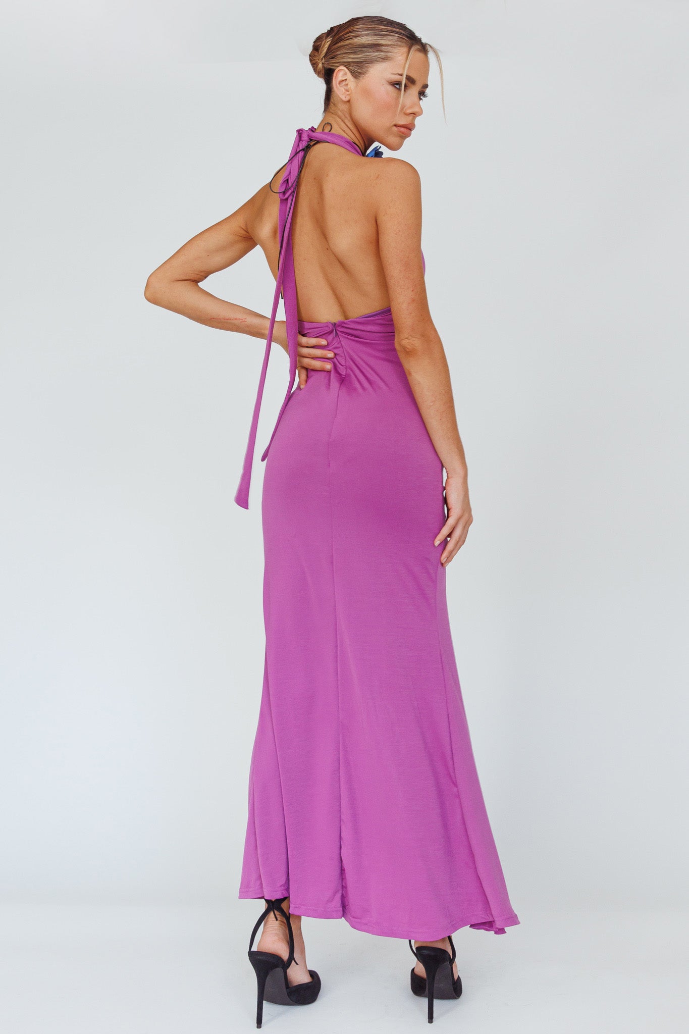 Zaphirah Halterneck Ruffle Dress Magenta Secondary image
