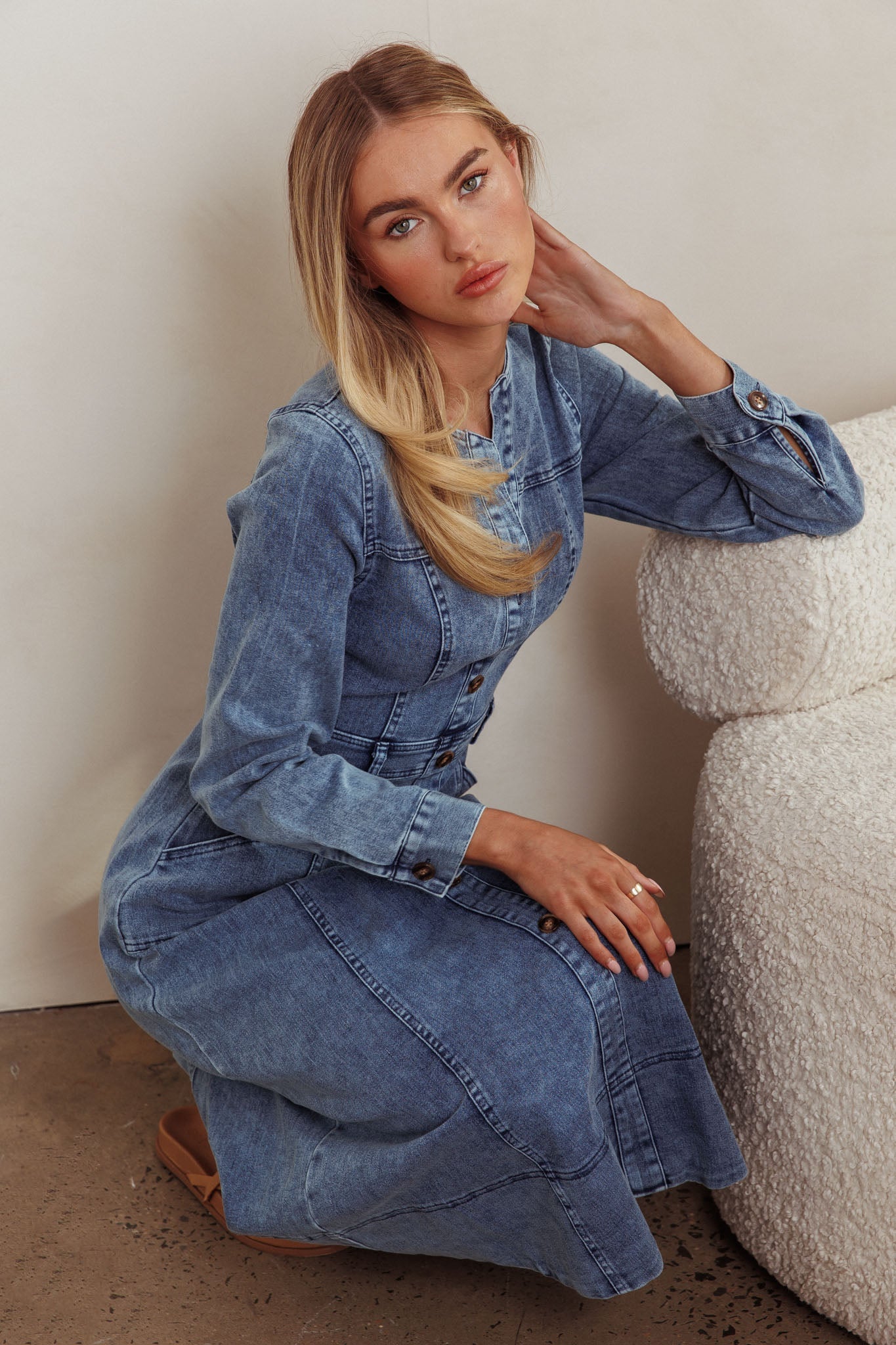Aspen Love Front Pocket Midi Dress Denim Blue Secondary image