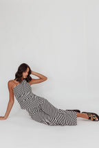 Golden Beach Wide Leg Pants Stripe Black