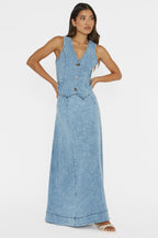 Rhythms A-Line Maxi Skirt Denim Blue