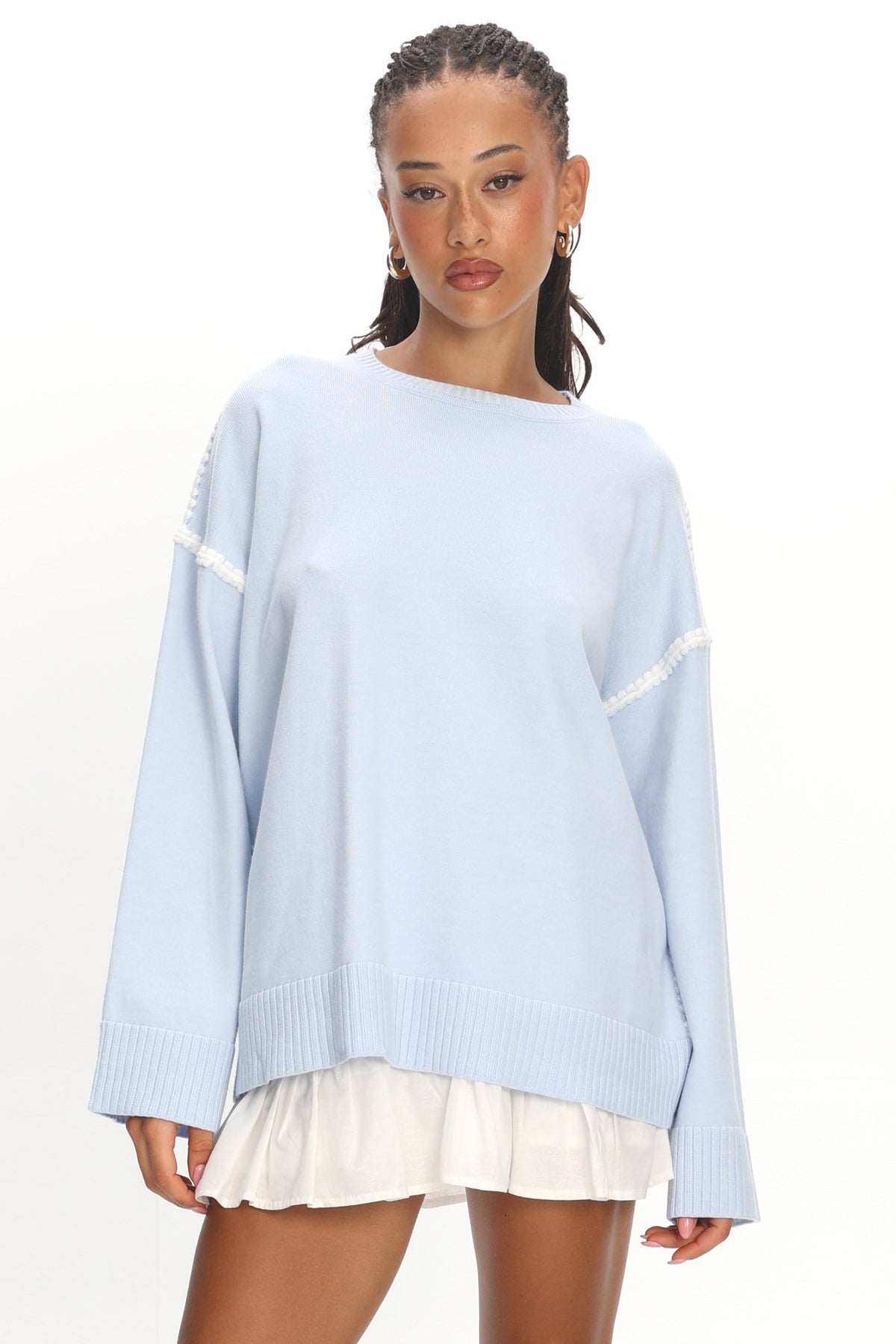 Guardian Contrast Knit Sweater Baby Blue